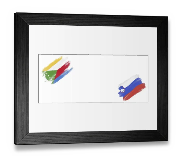 Framed Print : Comoros and Slovenia Flags on White Background Framed Print : Comoros and Slovenia Flags on White Background
