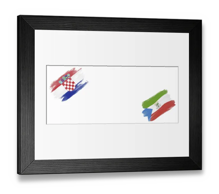 Framed Print : Croatia and Equatorial Guinea Flags on White Background
