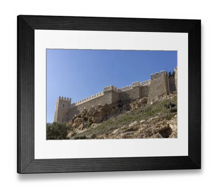 Framed Print : Stone-walled Moorish palace Primer Recinto de la Alcazaba de Almeria from the 10th century