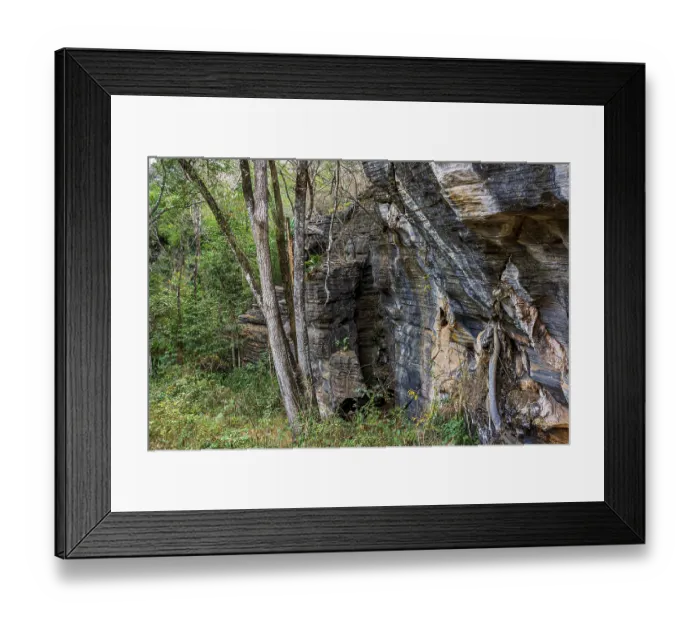 Framed Print : Vertical rocky formation between the trees of the tropical forest in Lapinha da Serra