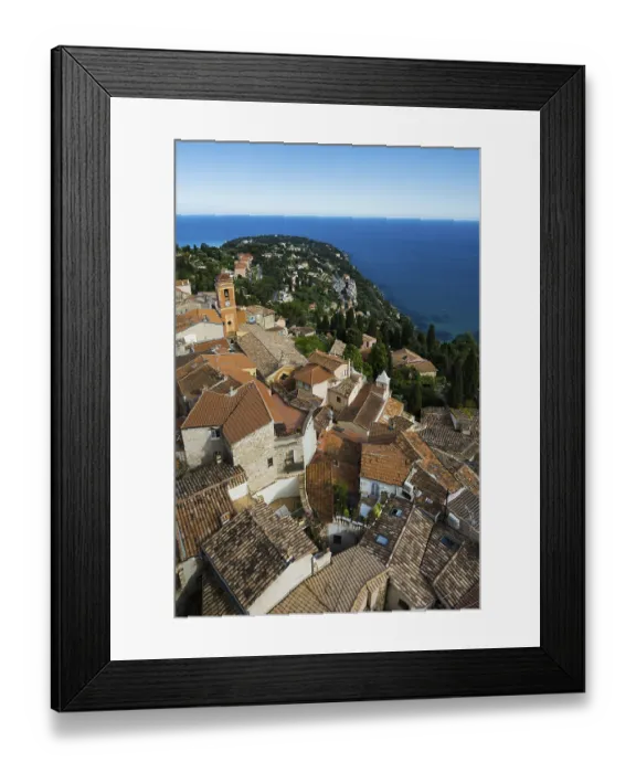 Framed Print : Picturesque mountain village overlooking the sea