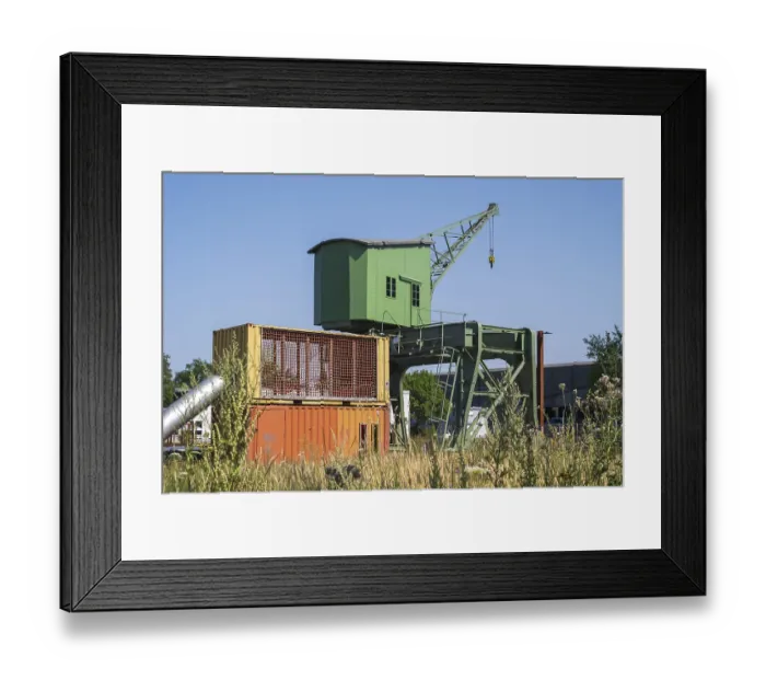 Framed Print : Historic crane at the harbour, Dortmund Framed Print : Historic crane at the harbour, Dortmund