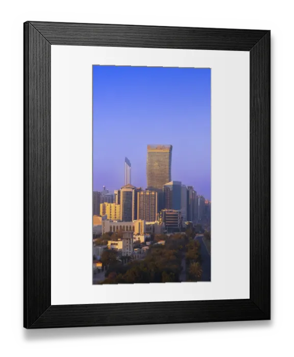 Framed Print : UAE, United Arab Emirates, Abu Dhabi downtown panorama and financial center skyline