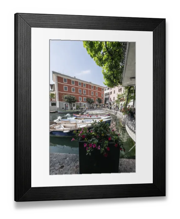 Framed Print : Limone, old town, harbour area, Lombardy, Italy