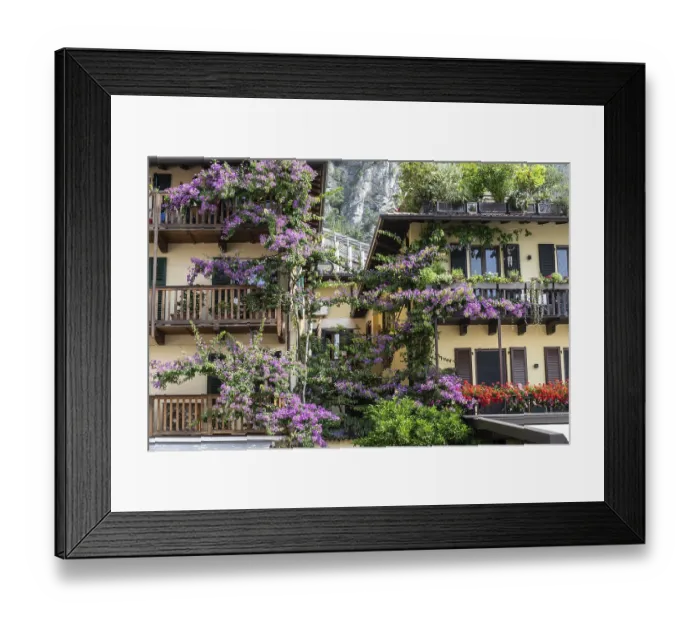 Framed Print : Limone, old town, harbour area, Lombardy, Italy