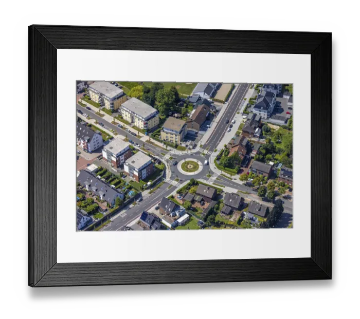 Framed Print : Aerial view, roundabout HackfurthstraBe and Kirchhellener Ring Framed Print : Aerial view, roundabout HackfurthstraBe and Kirchhellener Ring