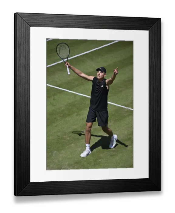 Framed Print : Justin Engel GER Cheering Emotion Gesture Gesture after match win