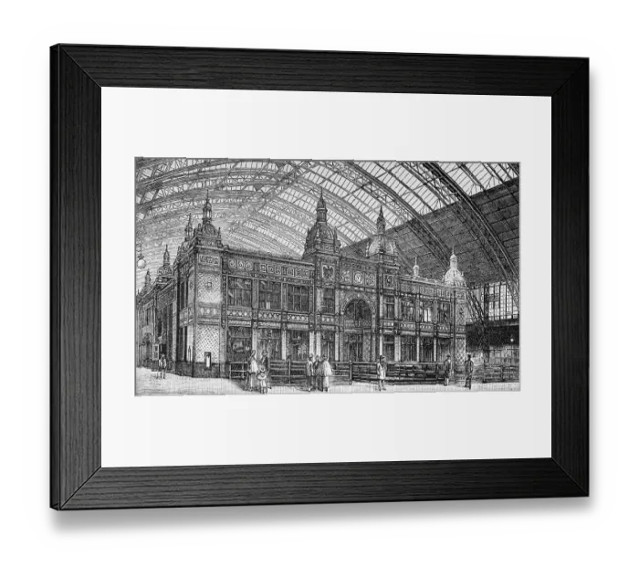 Framed Print : Cologne central station, building in the station concourse