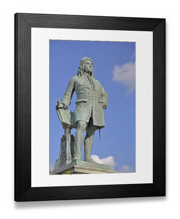 Framed Print : Sculpture Handel monument by Hermann Heidel 1859