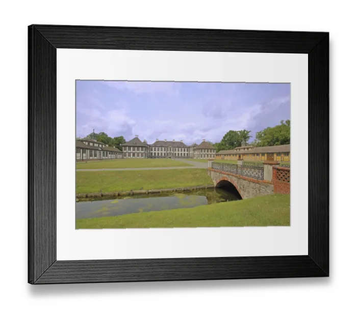 Framed Print : Baroque castle, brook, bridge, Oranienbaum