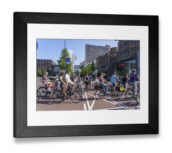 Framed Print : Central cycle path on the Lange Viestraat