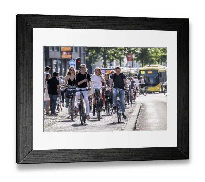 Framed Print : Central cycle path on the Lange Viestraat