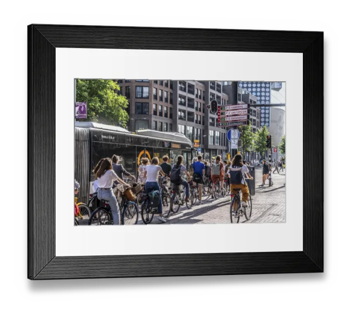 Framed Print : Central cycle path on the Lange Viestraat
