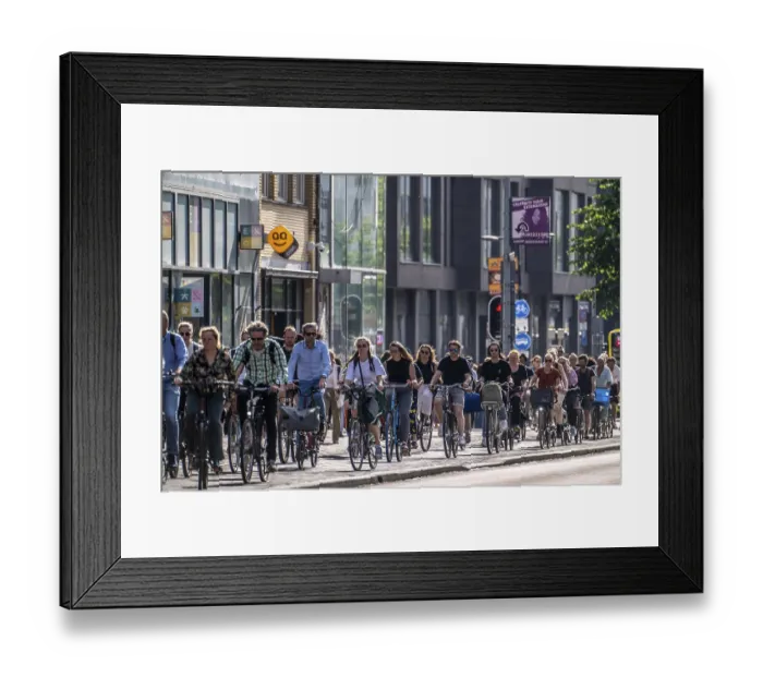 Framed Print : Central cycle path on the Lange Viestraat