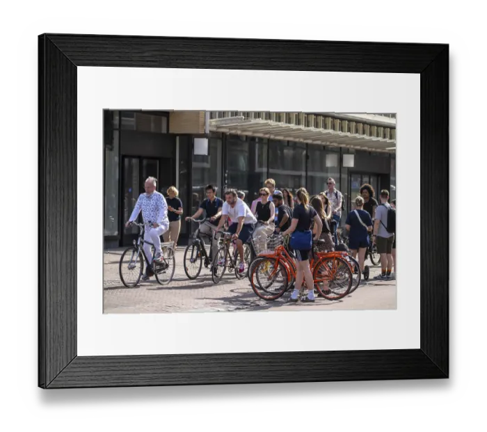 Framed Print : Central cycle path on the Lange Viestraat