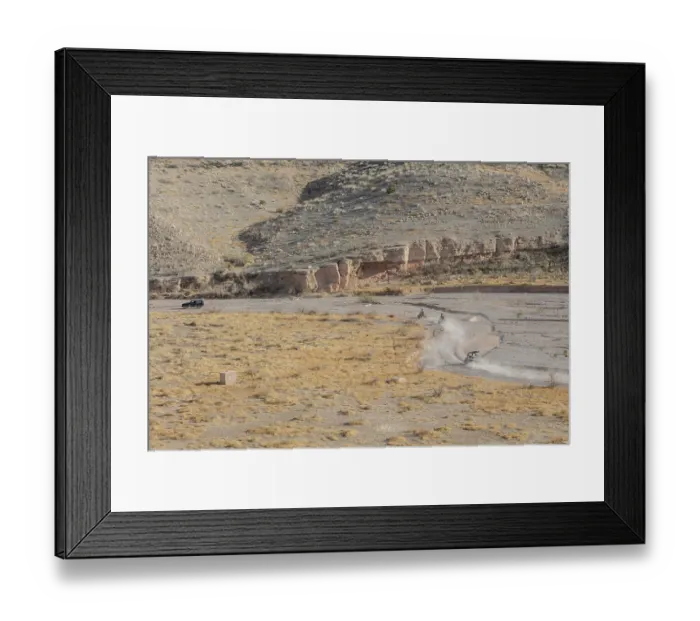 Framed Print : People riding all terrain vehicles through Echo Wash at Echo Bay