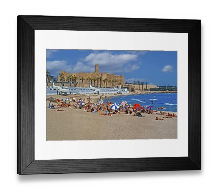Framed Print : Beach, beach holidaymakers, Monastir, Tunisia Framed Print : Beach, beach holidaymakers, Monastir, Tunisia