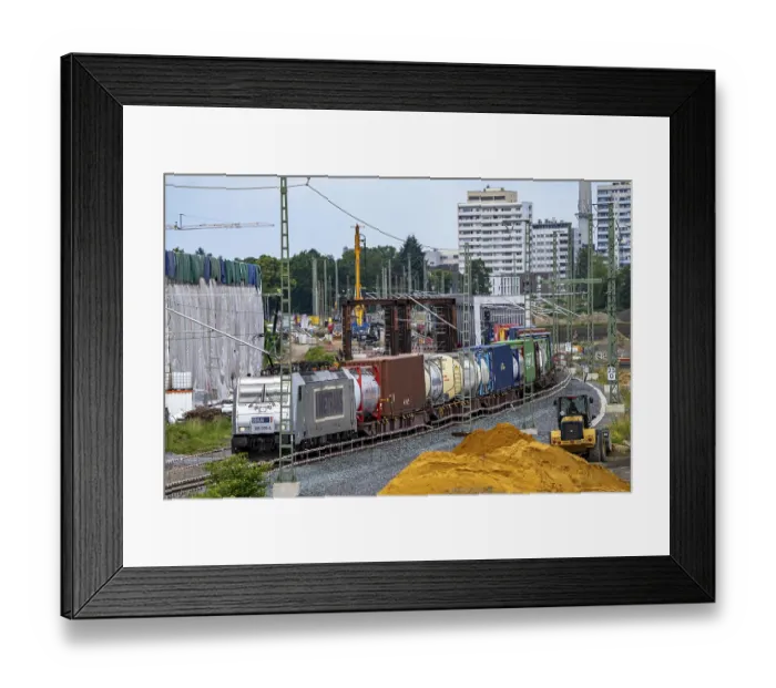 Framed Print : Reconstruction, extension of the Emmerich-Oberhausen railway line Framed Print : Reconstruction, extension of the Emmerich-Oberhausen railway line