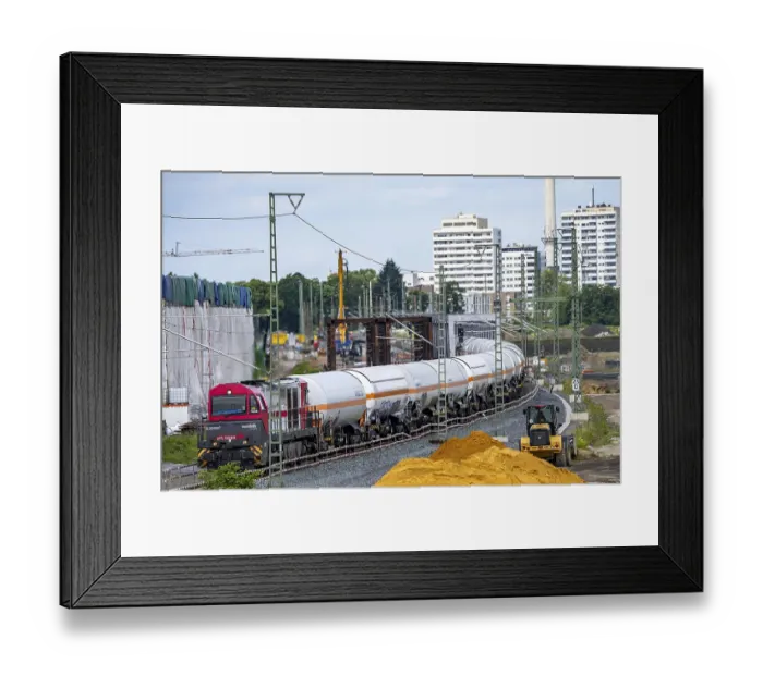 Framed Print : Reconstruction, extension of the Emmerich-Oberhausen railway line Framed Print : Reconstruction, extension of the Emmerich-Oberhausen railway line