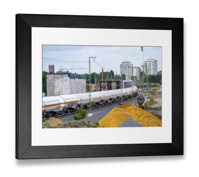 Framed Print : Reconstruction, extension of the Emmerich-Oberhausen railway line