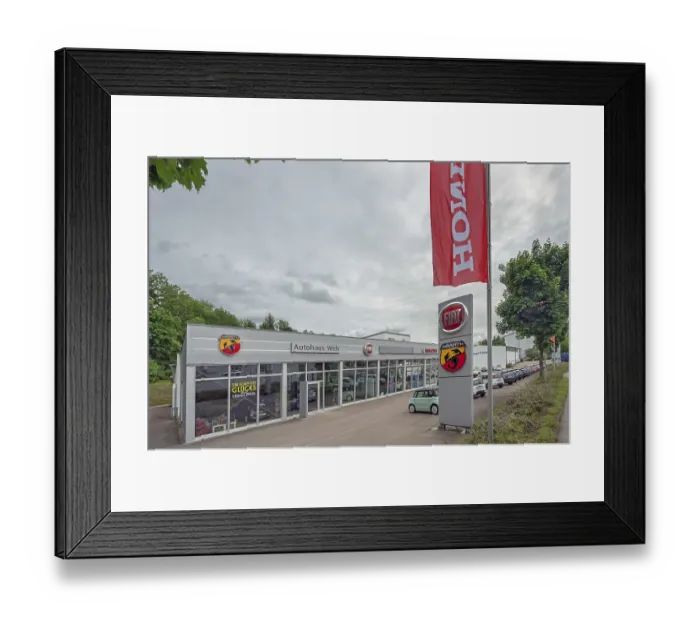 Framed Print : Architecture, Autohaus Weh, Fiat and Honda dealership