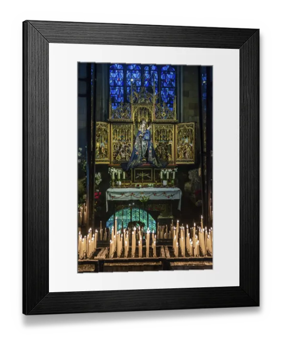 Framed Print : Maastricht, Netherlands, Altar in a church with a figure of a saint