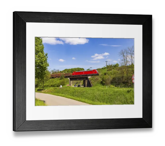 Framed Print : Goods train travelling on the Swabian Alb near Lonsee