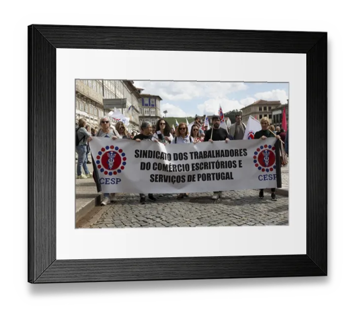 Framed Print : Political rally and march for May Day in city of Guimaraes Framed Print : Political rally and march for May Day in city of Guimaraes