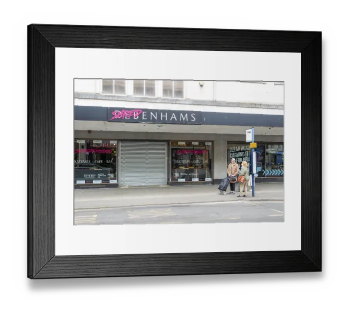 Framed Print : People at bus stop by Shredenhams skatepark Framed Print : People at bus stop by Shredenhams skatepark