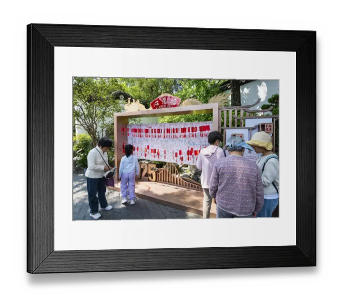 Framed Print : Wall for wishes, chinese garden