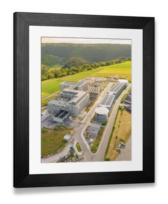Framed Print : Modern buildings with solar panels in a rural setting Framed Print : Modern buildings with solar panels in a rural setting