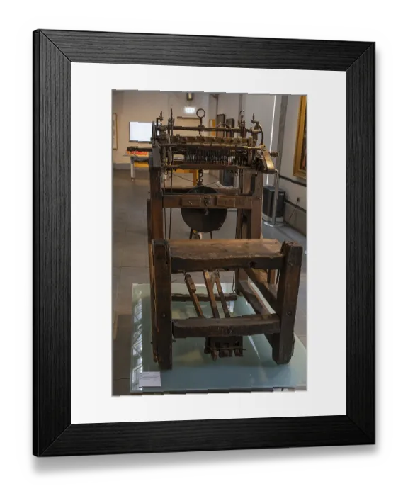 Framed Print : Historic hosiery loom from 1716