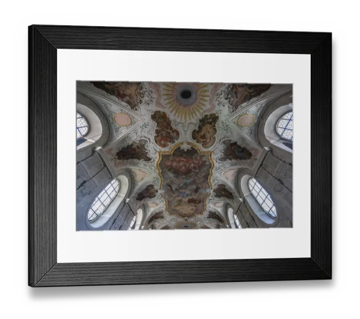 Framed Print : Vaulted ceiling with fresco painting