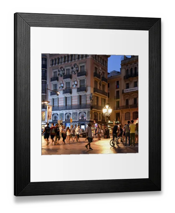Framed Print : Evening atmosphere, people at Placa de la Boqueria Framed Print : Evening atmosphere, people at Placa de la Boqueria