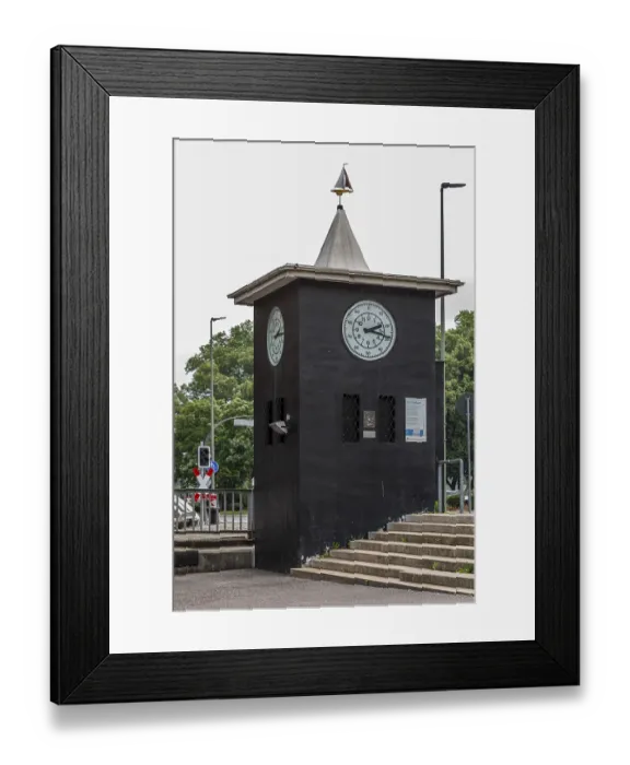 Framed Print : Water gauge at Neuss harbour - Neuss