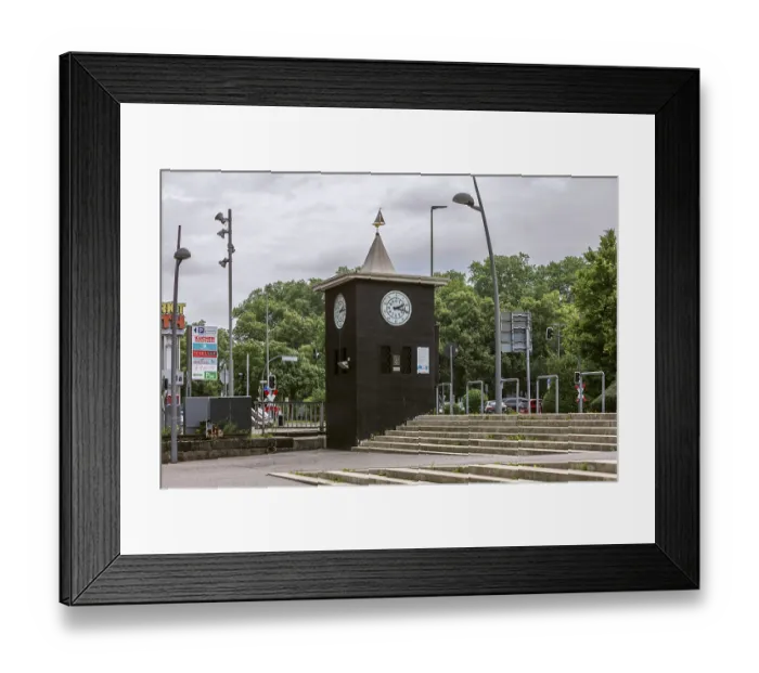 Framed Print : Water gauge at Neuss harbour - Neuss