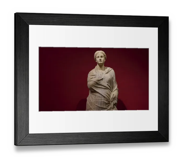 Framed Print : Marble statue of a woman in draped shawls