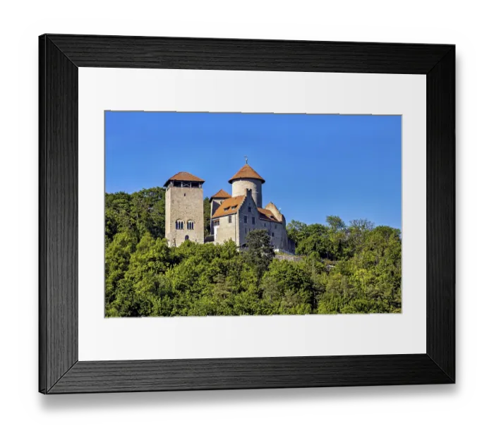 Framed Print : Historic castle in summer with recognisable watchtower Framed Print : Historic castle in summer with recognisable watchtower