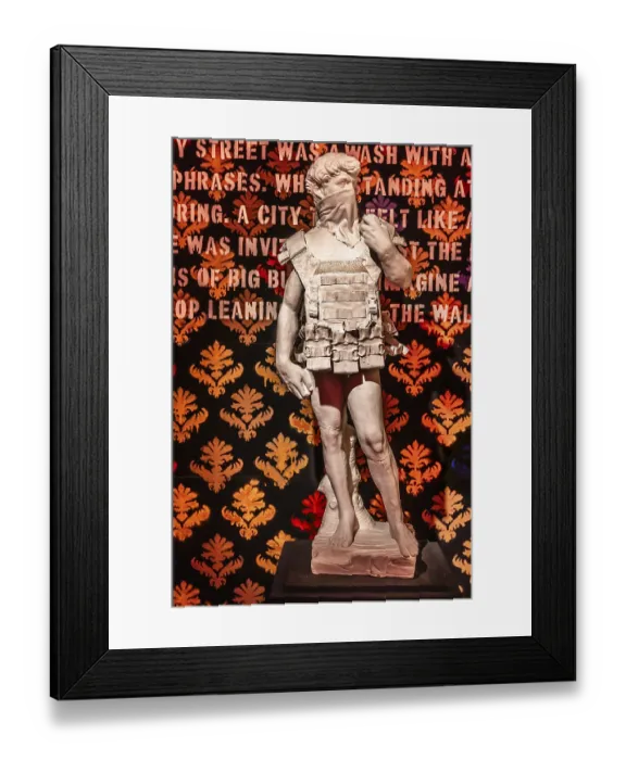 Framed Print : Banksy - Adaptation of Michelangelo's David sculpture as a suicide bomber