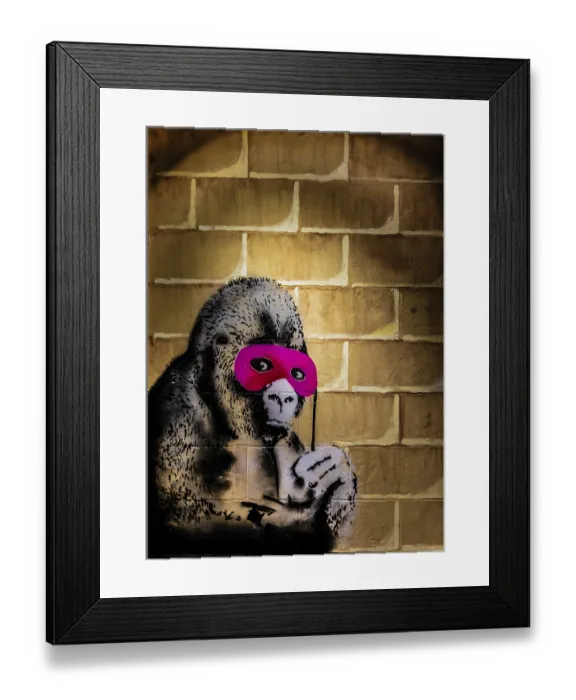Framed Print : Banksy - Gorilla in a Pink Mask