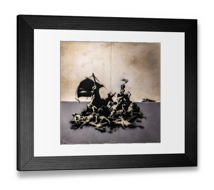 Framed Print : Banksy - Raft of the Medusa, reinterpretation of Gericault's Raft of the Medusa with refugees Framed Print : Banksy - Raft of the Medusa, reinterpretation of Gericault's Raft of the Medusa with refugees