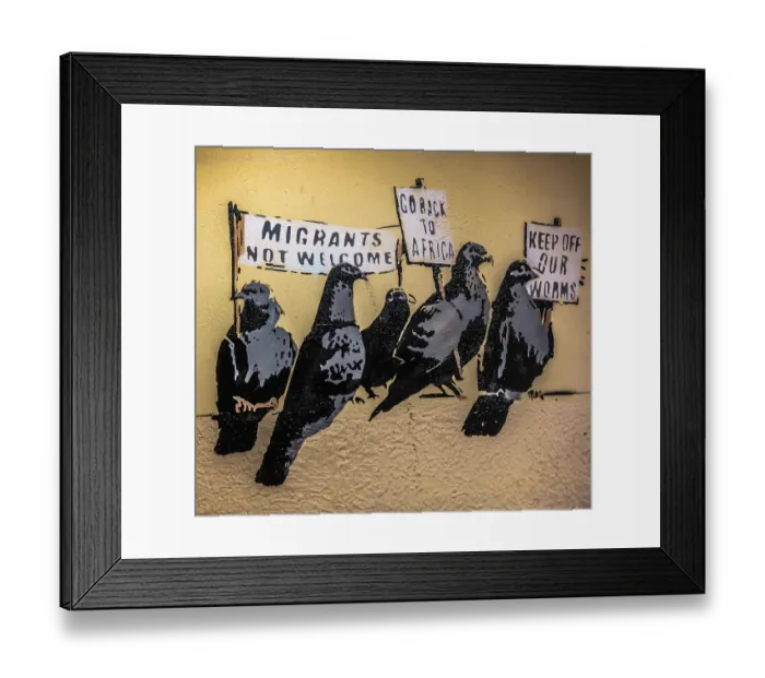 Framed Print : Banksy - Anti-Immigration Birds