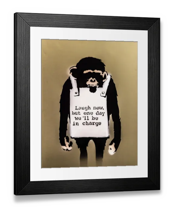 Framed Print : Banksy - Laugh Now, Rethinking Power Relations