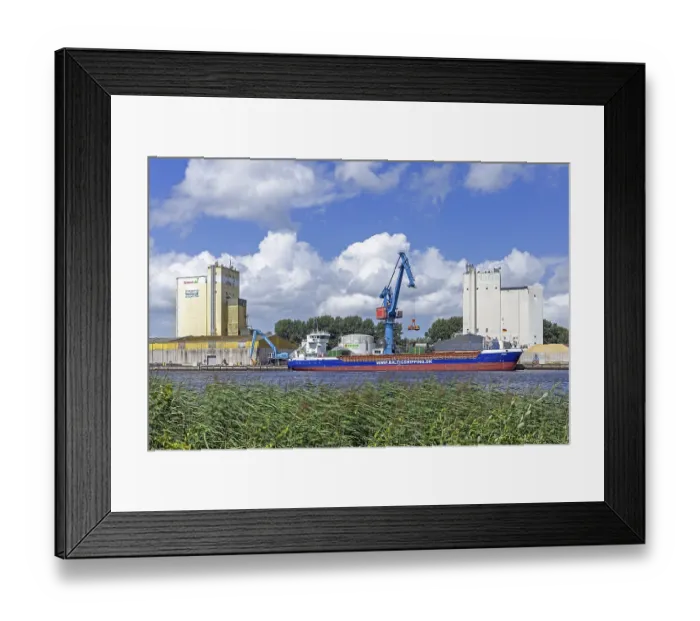 Framed Print : Kiel Canal, harbour, cargo ship