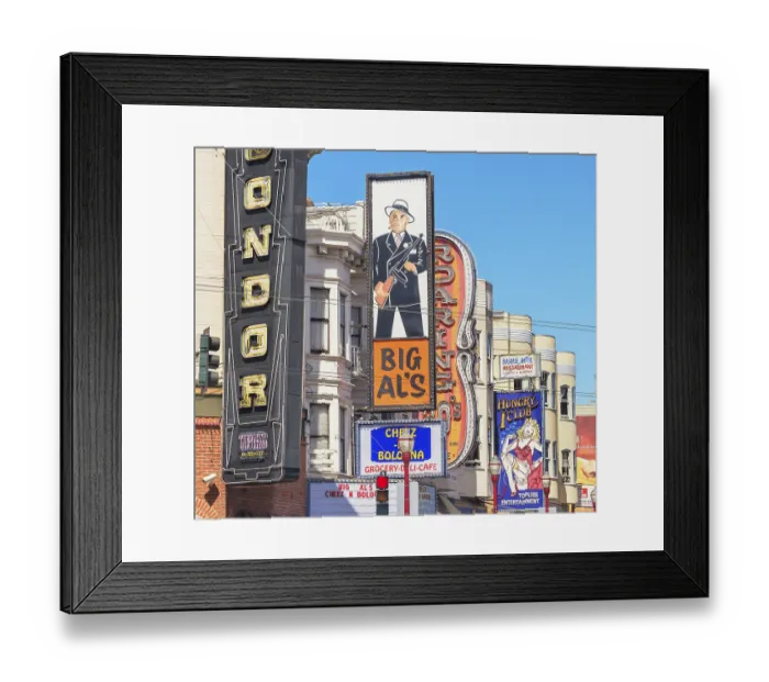 Framed Print : Billboards on buildings in North Beach district Framed Print : Billboards on buildings in North Beach district