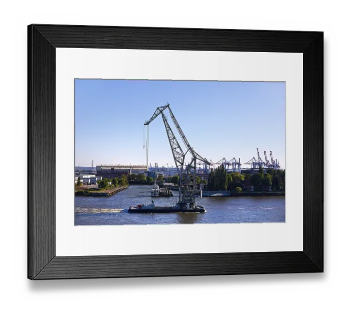 Framed Print : Floating crane HHLA III in the Port of Hamburg