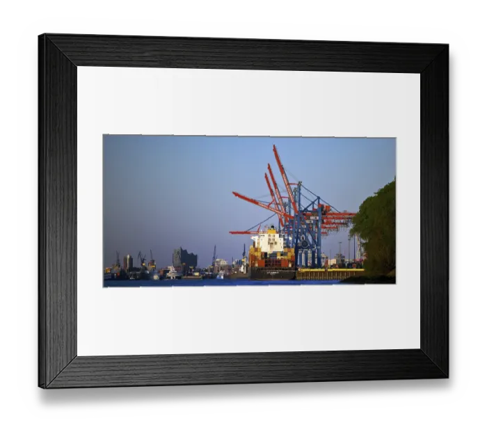 Framed Print : Container ship MSC Cornelia at the Burchardkai container terminal with the Elbphilharmonie concert hall