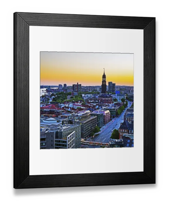 Framed Print : City view from above with the harbour and the main church St Framed Print : City view from above with the harbour and the main church St