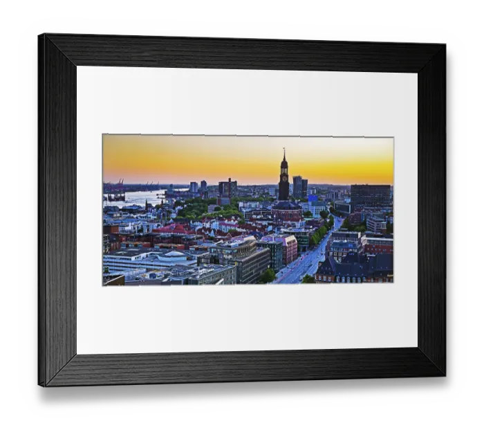 Framed Print : City view from above with the harbour and the main church St
