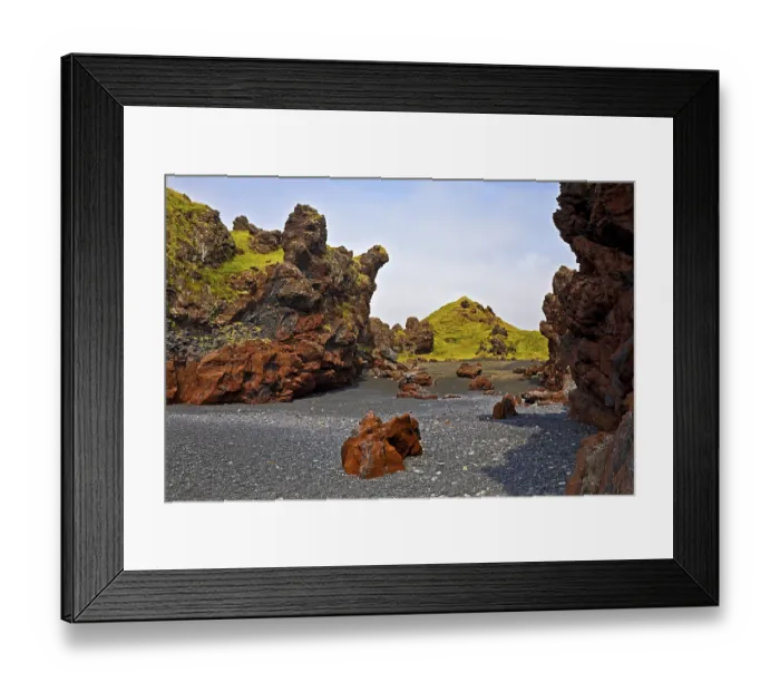Framed Print : Basalt rock at Djupalonssandur